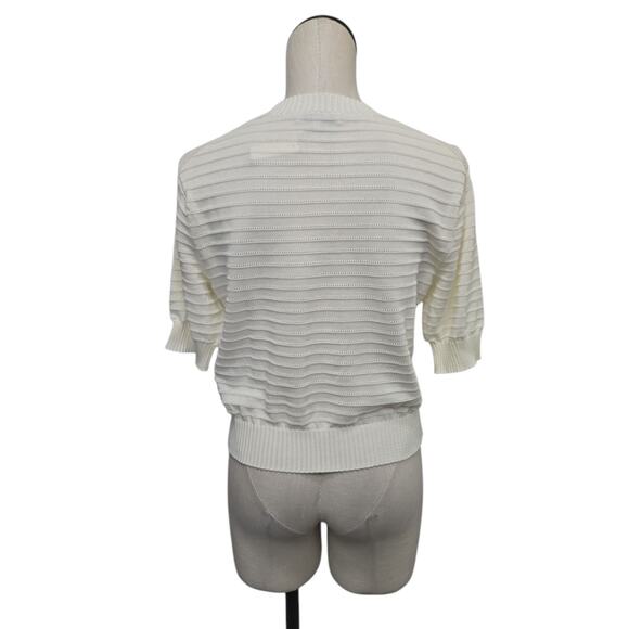 NWT Madewell Textural Stitch Cotton Sweater Lighthouse Size Medium NU542 *Flaw* - Picture 2 of 10